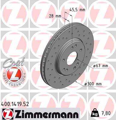 ZIMMERMANN Első féktárcsa 400.1419.52_ZIM