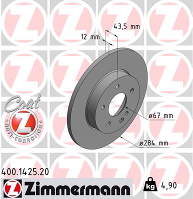 ZIMMERMANN Első féktárcsa 400.1425.20_ZIM