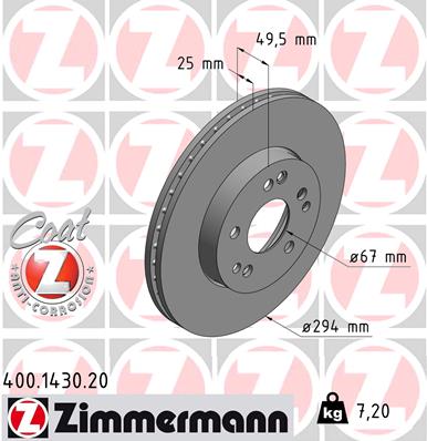 ZIMMERMANN Első féktárcsa 400.1430.20_ZIM