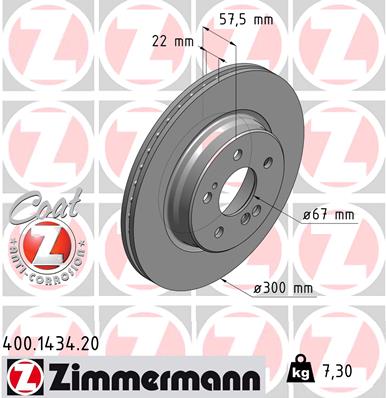 ZIMMERMANN Hátsó féktárcsa 400.1434.20_ZIM