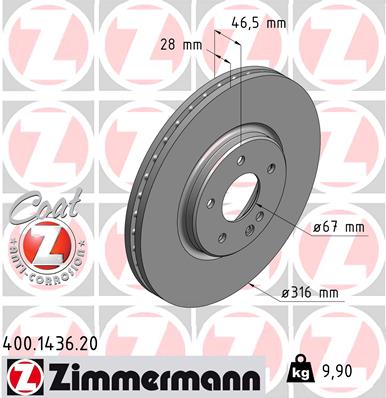 ZIMMERMANN Első féktárcsa 400.1436.20_ZIM