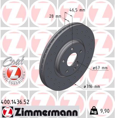 ZIMMERMANN Első féktárcsa 400.1436.52_ZIM