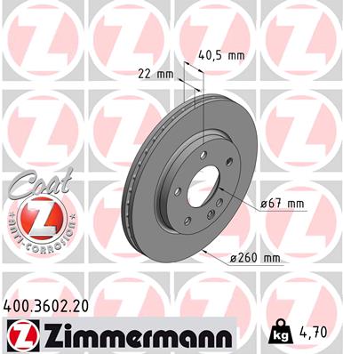 ZIMMERMANN Első féktárcsa 400.3602.20_ZIM