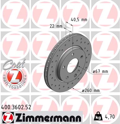 ZIMMERMANN Első féktárcsa 400.3602.52_ZIM