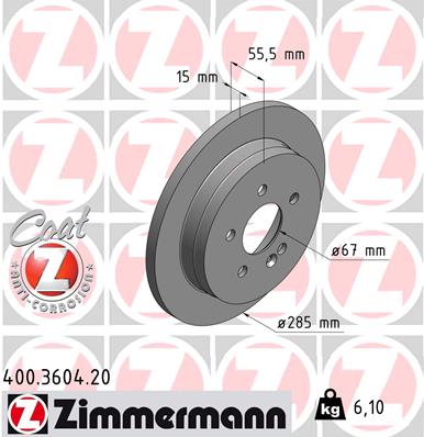 ZIMMERMANN Hátsó féktárcsa 400.3604.20_ZIM