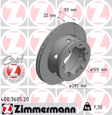 ZIMMERMANN Hátsó féktárcsa 400.3605.20_ZIM