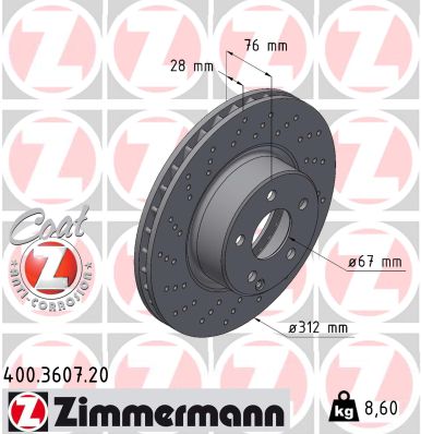 ZIMMERMANN Első féktárcsa 400.3607.20_ZIM