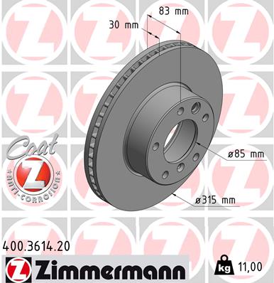 ZIMMERMANN Első féktárcsa 400.3614.20_ZIM