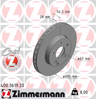 ZIMMERMANN Első féktárcsa 400.3619.20_ZIM