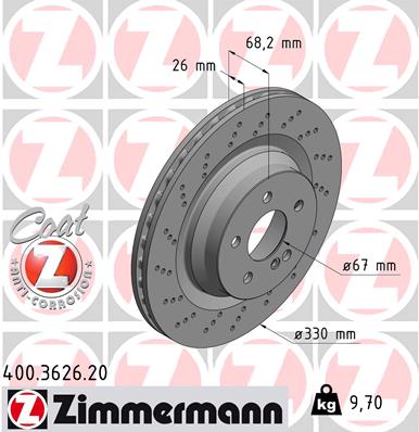 ZIMMERMANN Hátsó féktárcsa 400.3626.20_ZIM