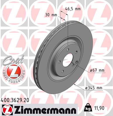 ZIMMERMANN Első féktárcsa 400.3629.20_ZIM