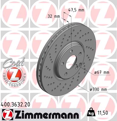 ZIMMERMANN Első féktárcsa 400.3632.20_ZIM