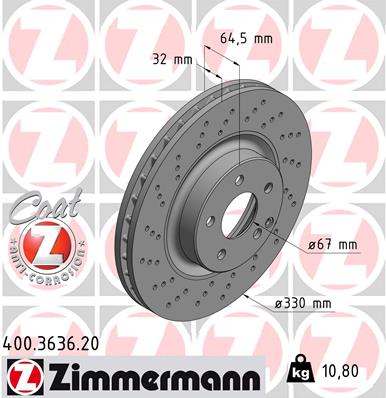 ZIMMERMANN Első féktárcsa 400.3636.20_ZIM