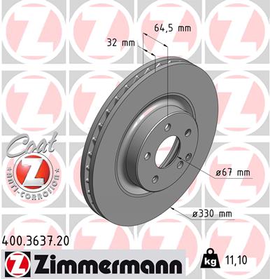 ZIMMERMANN Első féktárcsa 400.3637.20_ZIM