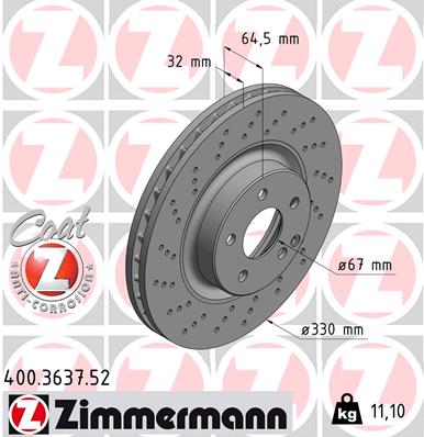 ZIMMERMANN Első féktárcsa 400.3637.52_ZIM