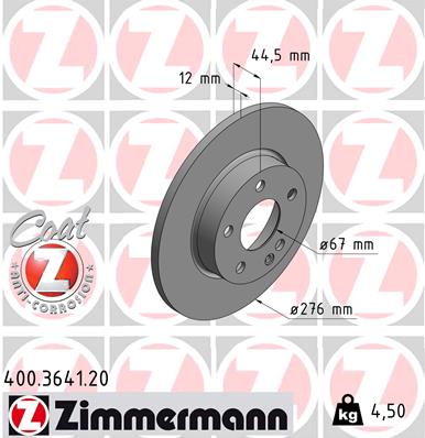 ZIMMERMANN Első féktárcsa 400.3641.20_ZIM