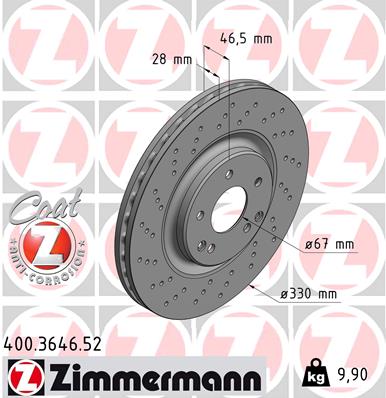 ZIMMERMANN Első féktárcsa 400.3646.52_ZIM