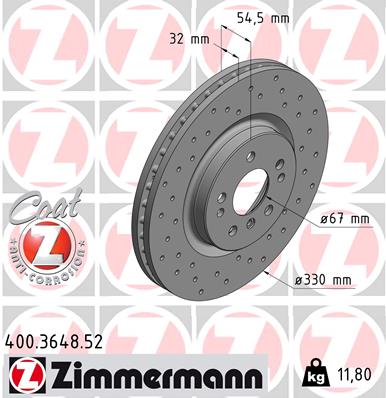 ZIMMERMANN Első féktárcsa 400.3648.52_ZIM