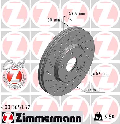 ZIMMERMANN Első féktárcsa 400.3651.52_ZIM