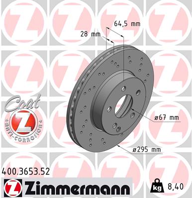 ZIMMERMANN Első féktárcsa 400.3653.52_ZIM