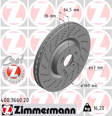 ZIMMERMANN Első féktárcsa 400.3660.20_ZIM