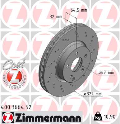 ZIMMERMANN Első féktárcsa 400.3664.52_ZIM