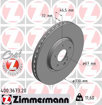 ZIMMERMANN Első féktárcsa 400.3673.20_ZIM