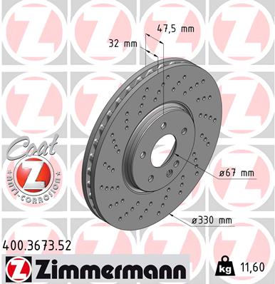 ZIMMERMANN Első féktárcsa 400.3673.52_ZIM