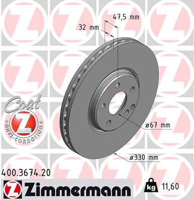 ZIMMERMANN Első féktárcsa 400.3674.20_ZIM