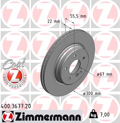 ZIMMERMANN Hátsó féktárcsa 400.3677.20_ZIM