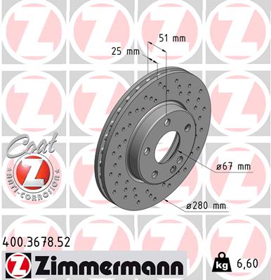 ZIMMERMANN Első féktárcsa 400.3678.52_ZIM