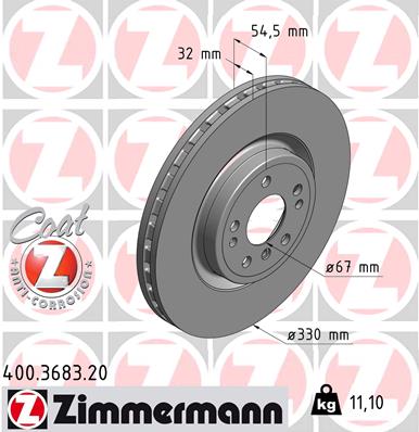 ZIMMERMANN Első féktárcsa 400.3683.20_ZIM