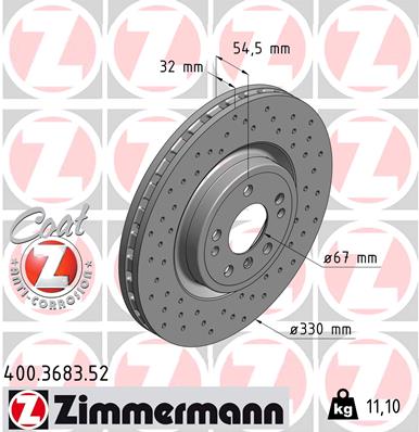 ZIMMERMANN Első féktárcsa 400.3683.52_ZIM