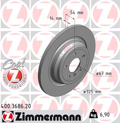 ZIMMERMANN Hátsó féktárcsa 400.3686.20_ZIM