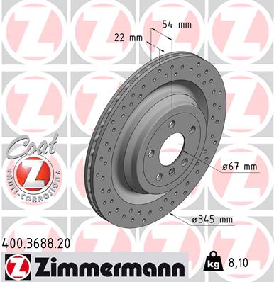 ZIMMERMANN Hátsó féktárcsa 400.3688.20_ZIM