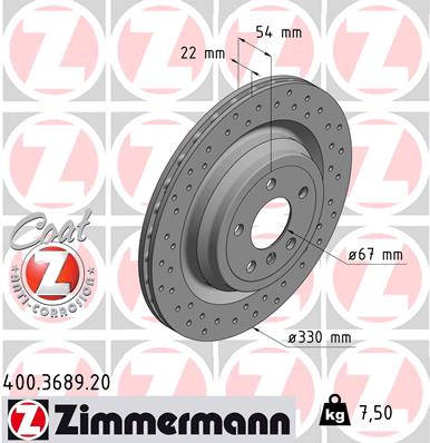 ZIMMERMANN Hátsó féktárcsa 400.3689.20_ZIM