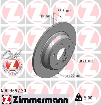 ZIMMERMANN Hátsó féktárcsa 400.3692.20_ZIM