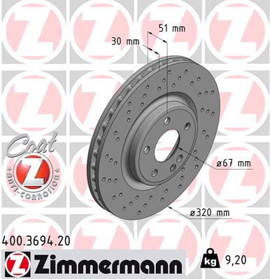 ZIMMERMANN Első féktárcsa 400.3694.20_ZIM