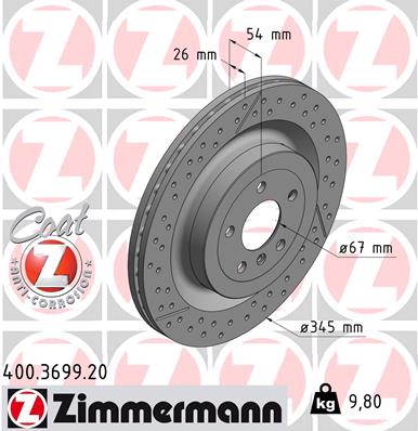 ZIMMERMANN Hátsó féktárcsa 400.3699.20_ZIM