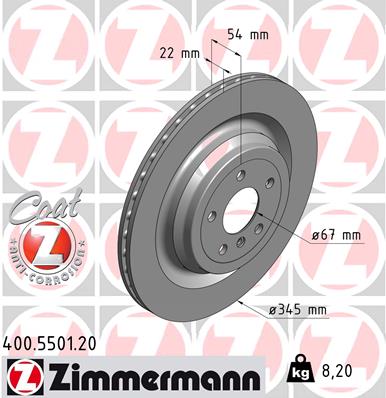 ZIMMERMANN Hátsó féktárcsa 400.5501.20_ZIM