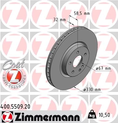 ZIMMERMANN Első féktárcsa 400.5509.20_ZIM