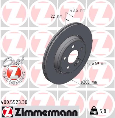 ZIMMERMANN Hátsó féktárcsa 400.5523.30_ZIM