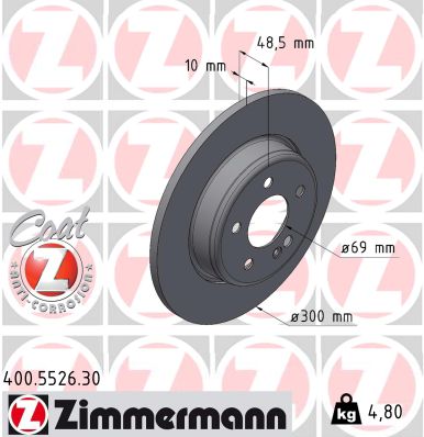 ZIMMERMANN Hátsó féktárcsa 400.5526.30_ZIM