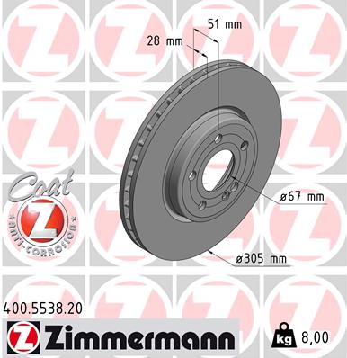 ZIMMERMANN Első féktárcsa 400.5538.20_ZIM