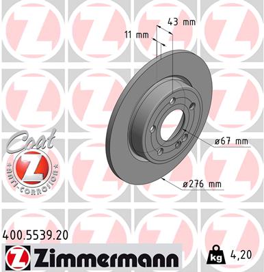 ZIMMERMANN Féktárcsa, mind 400.5539.20_ZIM