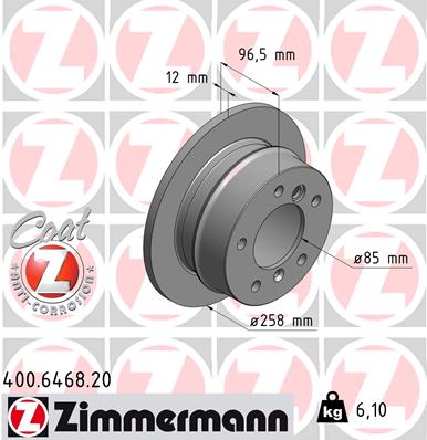 ZIMMERMANN Hátsó féktárcsa 400.6468.20_ZIM