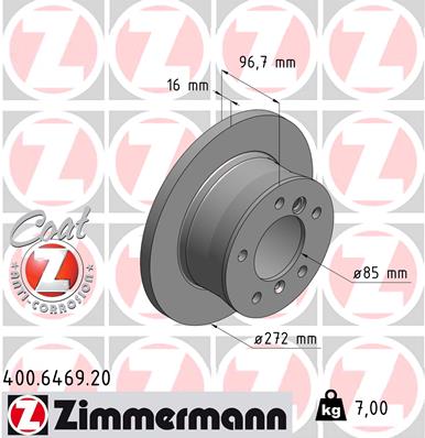 ZIMMERMANN Hátsó féktárcsa 400.6469.20_ZIM