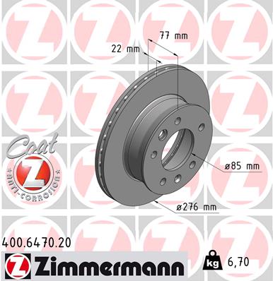 ZIMMERMANN Első féktárcsa 400.6470.20_ZIM