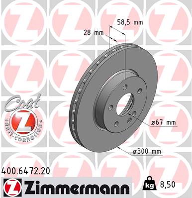 ZIMMERMANN Első féktárcsa 400.6472.20_ZIM