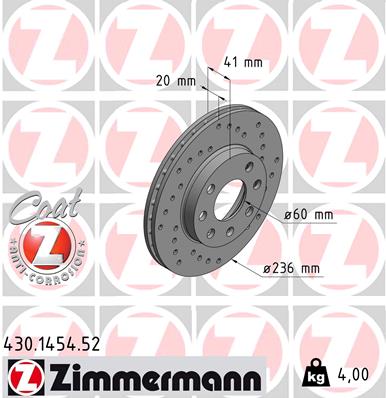 ZIMMERMANN Első féktárcsa 430.1454.52_ZIM